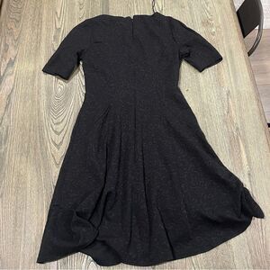 London Style Womens Damask A-Line Dress Knit Short Sleeve Stretch Black Size 6